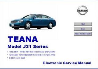 Мануал по ремонту Nissan Teana J31 серия 2006 г.в